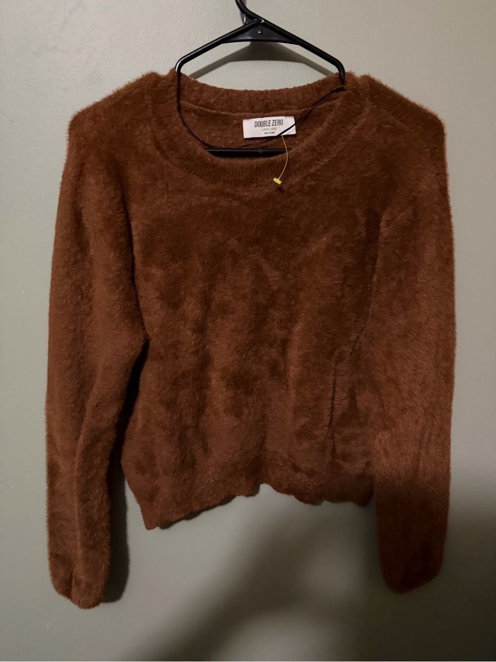 Double Zero Soft Pullover Creneck Sweater Large Brown